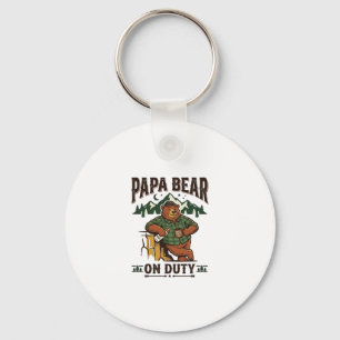 Vaderdag Papa Beer Op Dienst Shirt Funny Animal Da Sleutelhanger