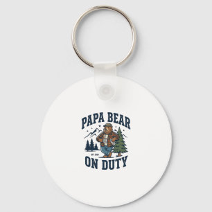 Vaderdag Papa Beer Op Dienst Shirt Funny Animal Da Sleutelhanger