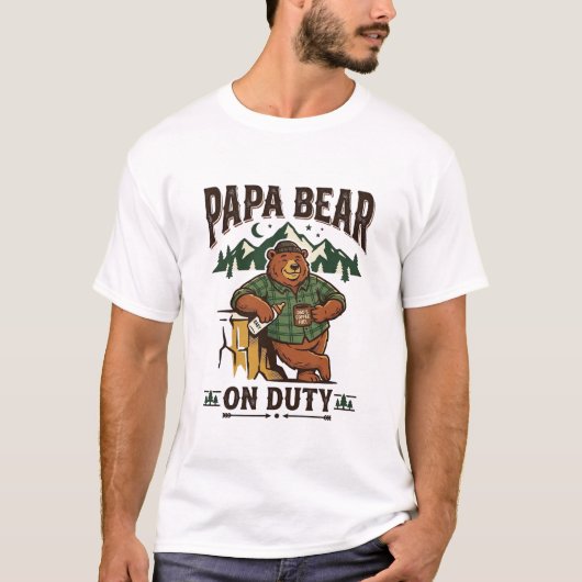 Vaderdag Papa Beer Op Dienst Shirt Grappig Dier Da (Voorkant)