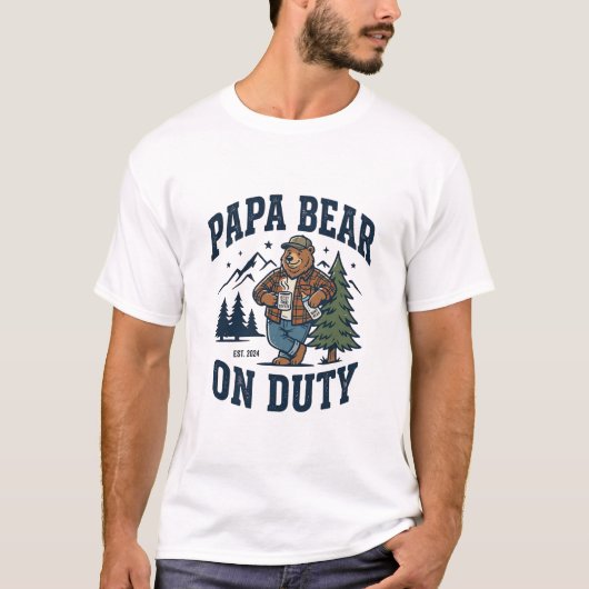 Vaderdag Papa Beer Op Dienst Shirt Grappig Dier Da (Voorkant)