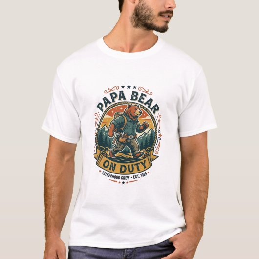 Vaderdag Papa Beer Op Dienst Shirt Grappig Dier Da (Voorkant)