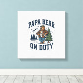 Vaderdag Papa Beer Op Dienst Shirt Grappig Dier Da Canvas Afdruk (Insitu (Houten vloer))