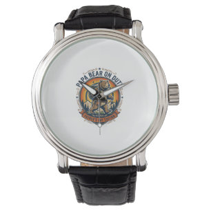 Vaderdag Papa Beer Op Dienst Shirt Grappig Dier Da Horloge