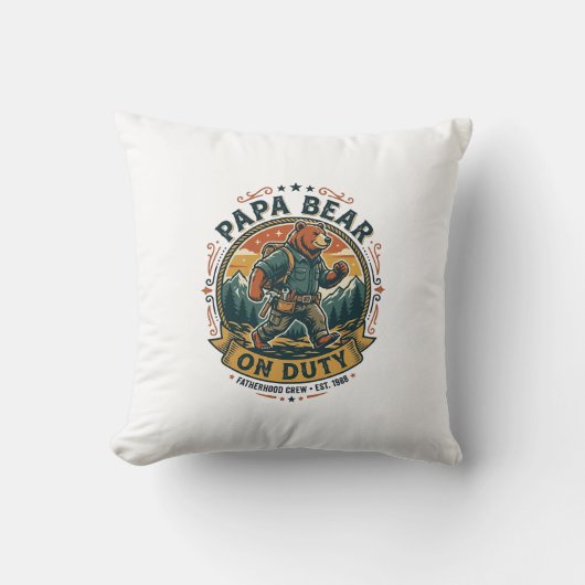 Vaderdag Papa Beer Op Dienst Shirt Grappig Dier Da Kussen (Voorkant)