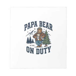 Vaderdag Papa Beer Op Dienst Shirt Grappig Dier Da Notitieblok