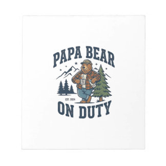 Vaderdag Papa Beer Op Dienst Shirt Grappig Dier Da Notitieblok