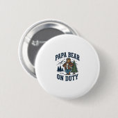 Vaderdag Papa Beer Op Dienst Shirt Grappig Dier Da Ronde Button 5,7 Cm (Voorkant /achterkant)