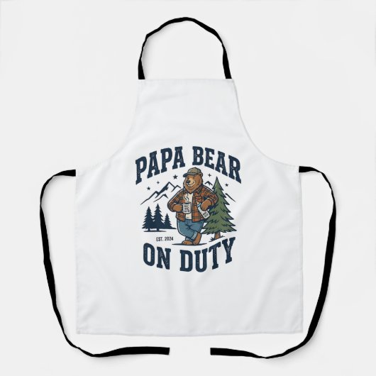 Vaderdag Papa Beer Op Dienst Shirt Grappig Dier Da Schort (Voorkant)