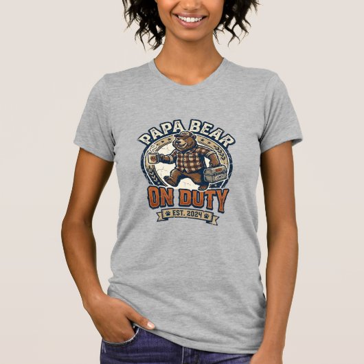 Vaderdag Papa Beer Op Dienst Shirt Grappig Dieren (Voorkant)