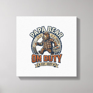Vaderdag Papa Beer Op Dienst Shirt Grappig Dieren Canvas Afdruk
