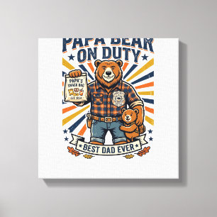 Vaderdag Papa Beer Op Dienst Shirt Grappig Dieren Canvas Afdruk