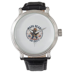 Vaderdag Papa Beer Op Dienst Shirt Grappig Dieren Horloge