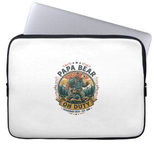 Vaderdag Papa Beer Op Dienst Shirt Grappig Dieren  Laptop Sleeve
