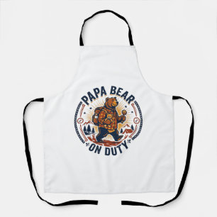 Vaderdag Papa Beer Op Dienst Shirt Grappig Dieren  Schort