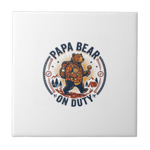 Vaderdag Papa Beer Op Dienst Shirt Grappig Dieren Tegeltje