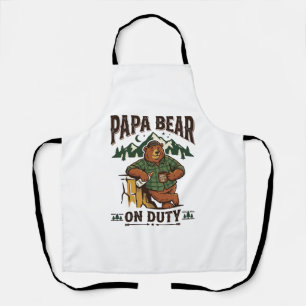 Vaderdag Papa Beer Op Dienst T-shirt Grappig Dier  Schort