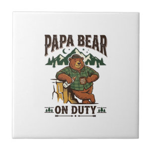 Vaderdag Papa Beer Op Dienst T-shirt Grappig Dier Tegeltje