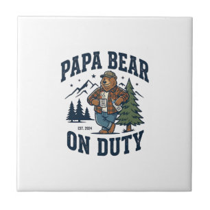 Vaderdag Papa Beer Op Dienst T-shirt Grappig Dier  Tegeltje