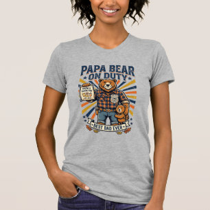 Vaderdag Papa Beer Op Dienst T-shirt Grappig Diere