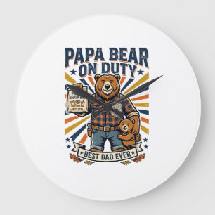 Vaderdag Papa Beer Op Dienst T-shirt Grappig Diere Grote Klok