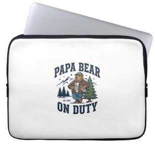 Vaderdag Papa Beer Op Dienst T-shirt Grappig Diere Laptop Sleeve