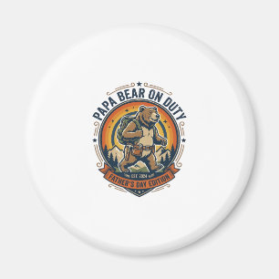 Vaderdag Papa Beer Op Dienst T-shirt Grappig Diere Magneet