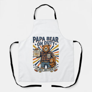Vaderdag Papa Beer Op Dienst T-shirt Grappig Diere Schort