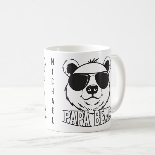 Vaderdag | PaPa Beer | Zwart Wit | NAAM Mok (Voorkant rechts)