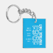 Vaderdag  Papa Blauw Retro Typografie Sleutelhanger (Voorkant Links)