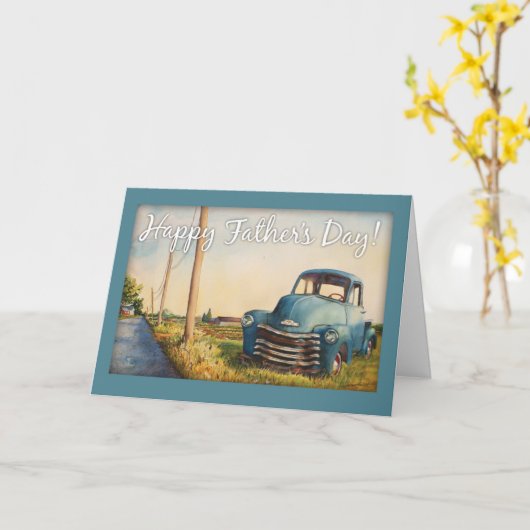 Vaderdag, Papa, Blauwe Vrachtwagen Kaart (Gele Bloem)