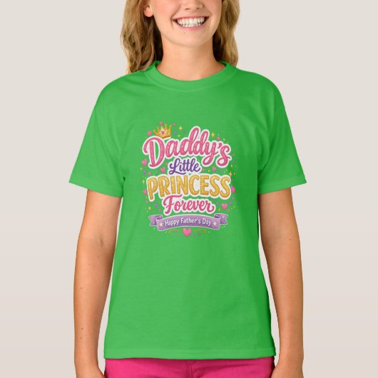 Vaderdag papa & dochter leuk liefdesontwerp t-shirt (Voorkant)