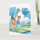 Vaderdag Papa / Dochter Minigolfkaart Kaart (Voorkant)