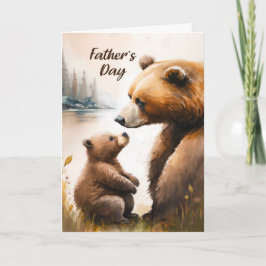 Vaderdag Papa en klein Beer kijken naar elkaar Kaart