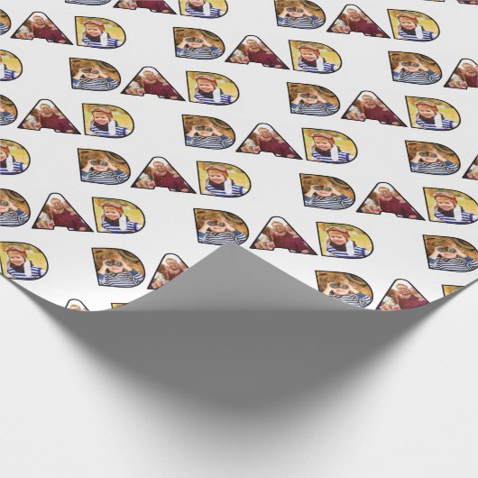 Vaderdag Papa Fotocollage Custom Pattern Cadeaupapier (Hoek)