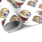 Vaderdag Papa Fotocollage Custom Pattern Cadeaupapier (Rol Hoek)