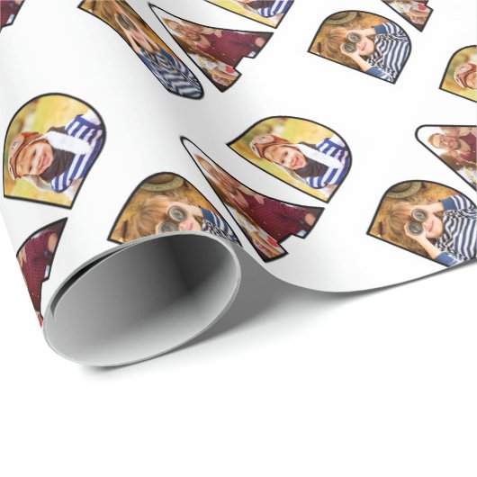 Vaderdag Papa Fotocollage Custom Pattern Cadeaupapier (Rol Hoek)