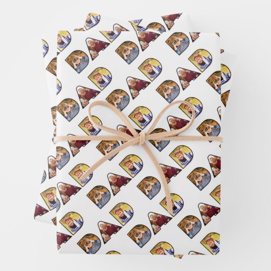 Vaderdag Papa Fotocollage Custom Pattern Inpakpapier Vel (In situ)