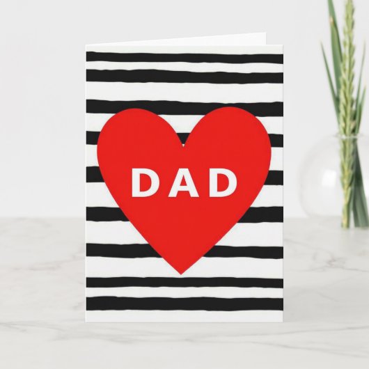 Vaderdag Papa Gestreept Hart Kaart (Voorkant)