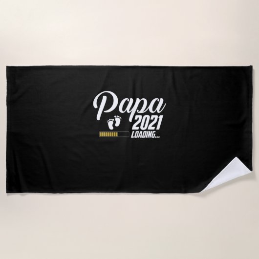 Vaderdag | Papa Loading 2021 First Time Father Strandlaken (Voorkant)