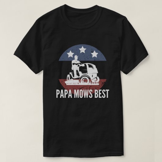 Vaderdag: Papa Mows Best - Patriotic Dad T-shirt (Design voorkant)