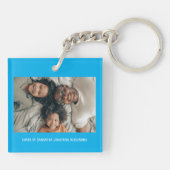 Vaderdag  Papa Retro Type Foto Blauw Sleutelhanger (Achterkant)