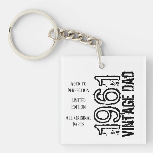 Vaderdag  Papa Retro Zwart Wit Foto Sleutelhanger (Voorkant)