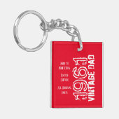 Vaderdag  Papa Rood Retro Type Foto Sleutelhanger (Voorkant Links)