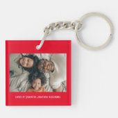 Vaderdag  Papa Rood Retro Type Foto Sleutelhanger (Achterkant)