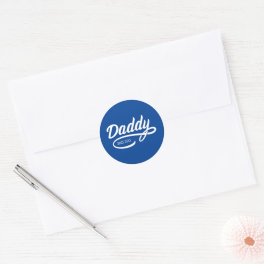 Vaderdag - Papa sinds... Ronde Sticker (Envelop)