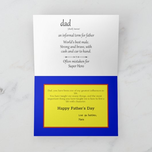 Vaderdag Papa Superheld Kaart (Binnen)