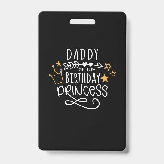 Vaderdag papa van de Birthday Princess Badge (Voorzijde)
