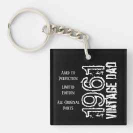 Vaderdag  Papa Zwart Retro Typografie Sleutelhanger