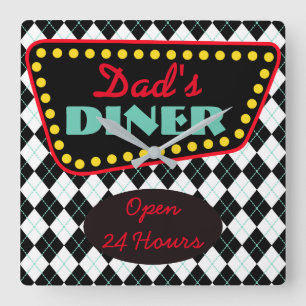 Vaderdag Papa's Diner Keuken Wandklok Cadeau