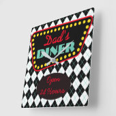 Vaderdag Papa's Diner Keuken Wandklok Cadeau (Hoek)